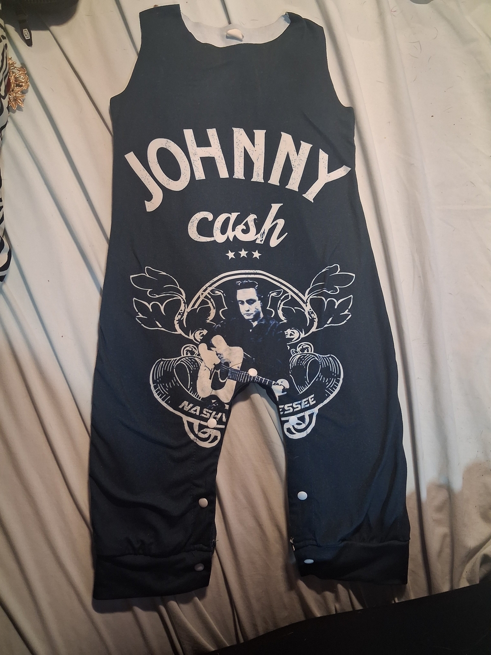 Johnny Cash Graphic Men's Tank Top - Navy Blue